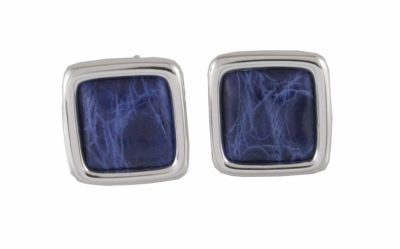 CUFFLINKS CROCOS WHTE SOLID GOLD 18KT