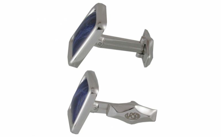 CUFFLINKS CROCOS WHTE SOLID GOLD 18KT