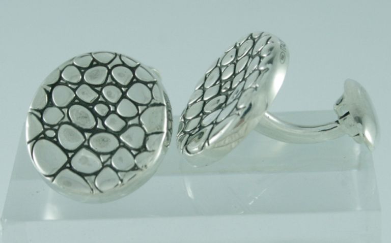 CUFFLINKS CROCOS IN STERLING SILVER OLD STYLE