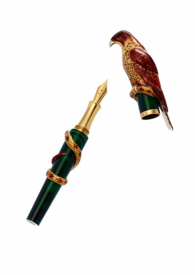 FOUNTAIN PEN FALCON STERLING SILVER 925 AND ENAMELS