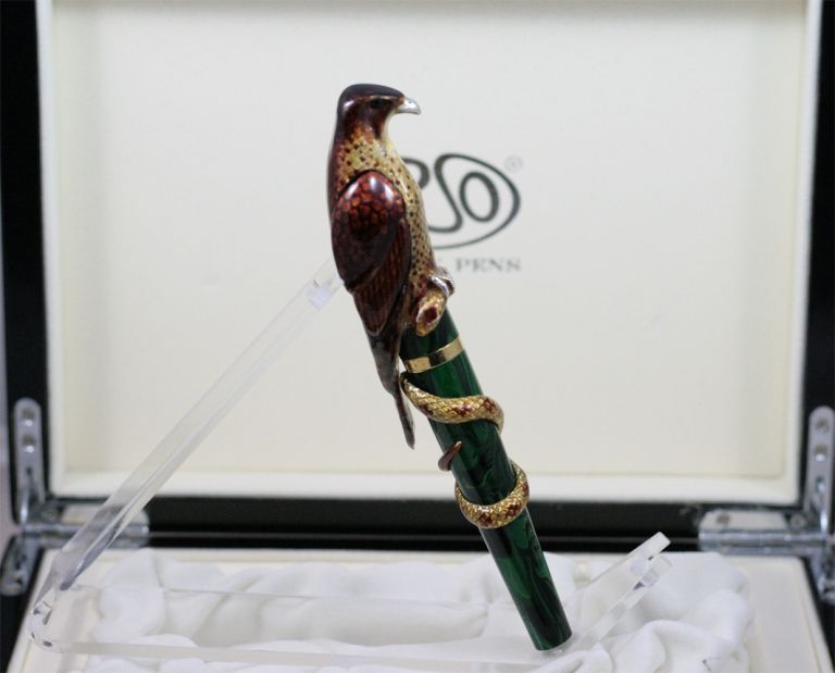 FOUNTAIN PEN FALCON STERLING SILVER 925 AND ENAMELS