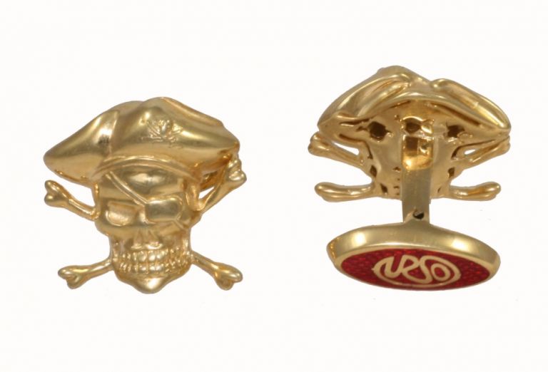 Cufflinks Pirates in sterling silver yellow gold plated