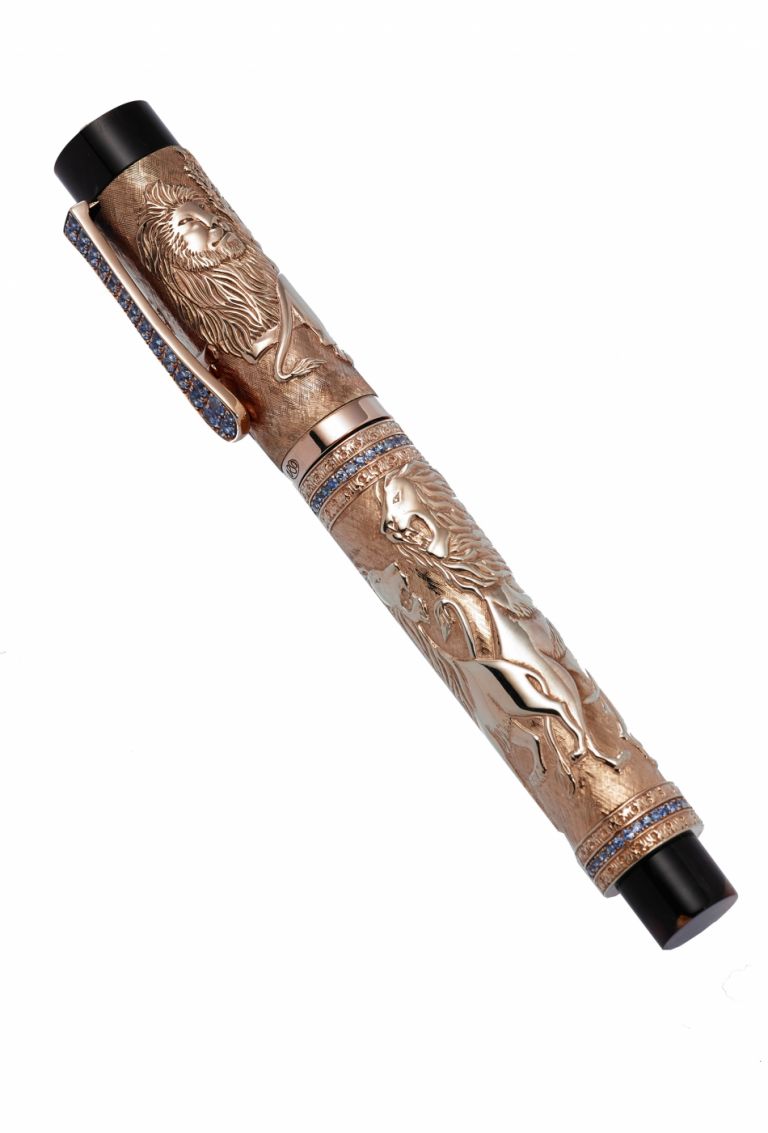 FOUNTAINPEN  Urso Luxury "The Lion King " STERLING SILVER ROSE' AND BLUE SAPPHIRES L.E.100 pcs