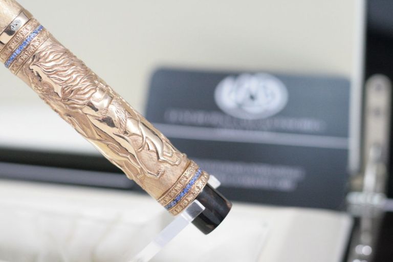 FOUNTAINPEN  Urso Luxury "The Lion King " STERLING SILVER ROSE' AND BLUE SAPPHIRES L.E.100 pcs