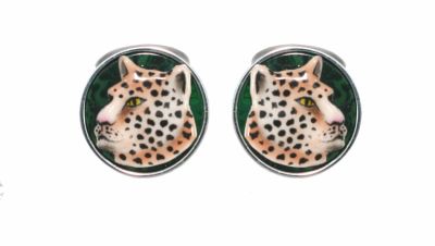 Cufflinks Leopard in sterling silver and enamels URSO