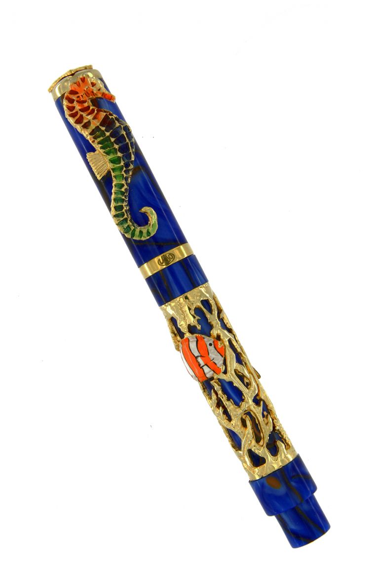 ROLLERBALL HIPPOCAMPUS IN SILVER VERMEIL AND ENAMELS