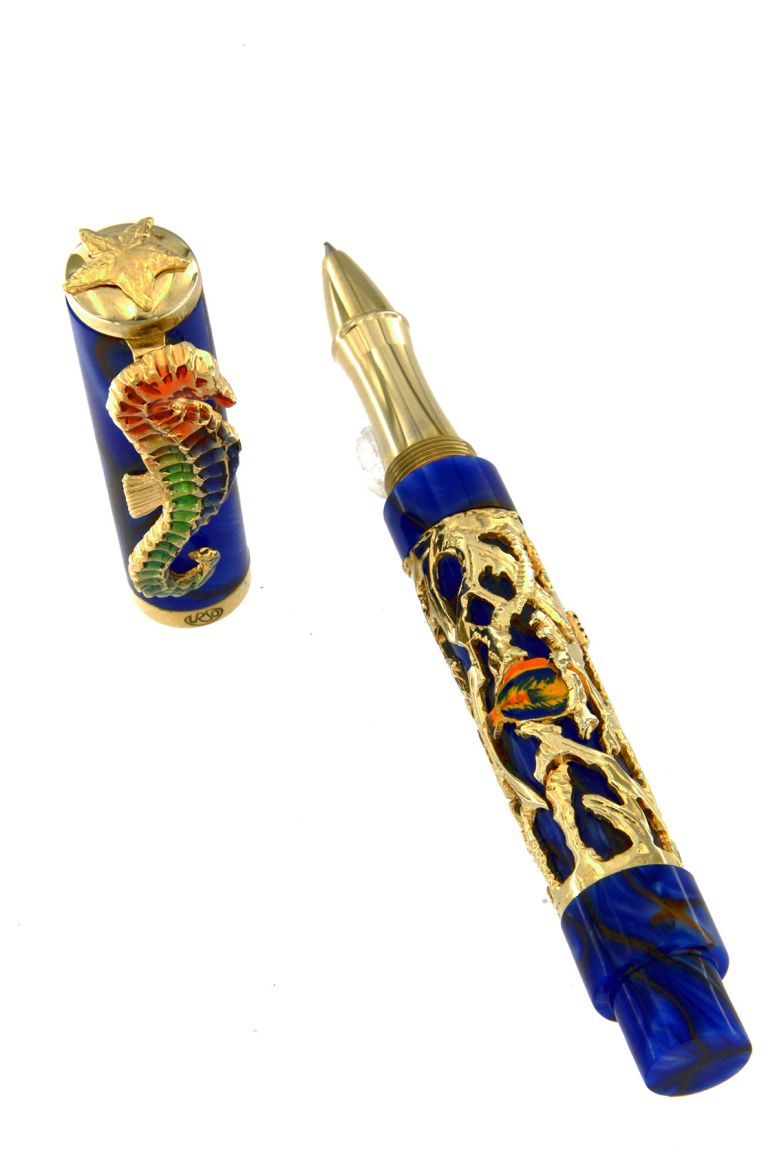 ROLLERBALL HIPPOCAMPUS IN SILVER VERMEIL AND ENAMELS