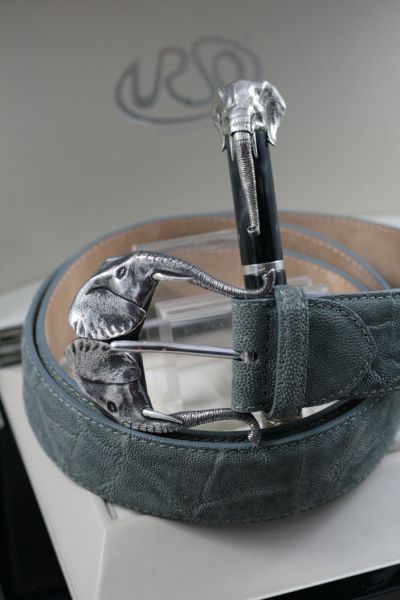 COLLECTION ELEPHANT  COMPLETE OF BELT AND ROLLER BALL IN STERLING SILVER 925%°