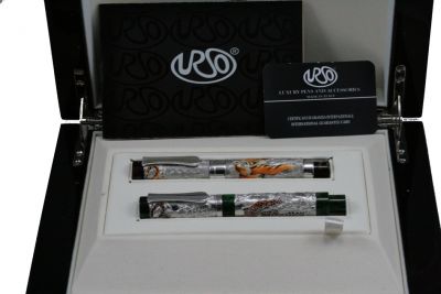 FOUNTAIN PEN LEOPARD AND ROLLER BALL TIGER URSO LUXURY URSO