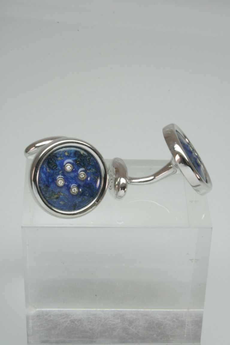 CUFFLINKS THE TWO EMPIRES STERLING SILVER AND DIAMONDS