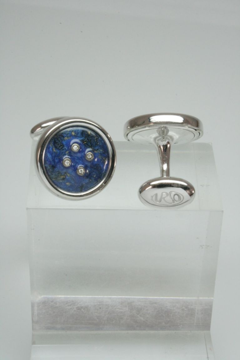 CUFFLINKS THE TWO EMPIRES STERLING SILVER AND DIAMONDS