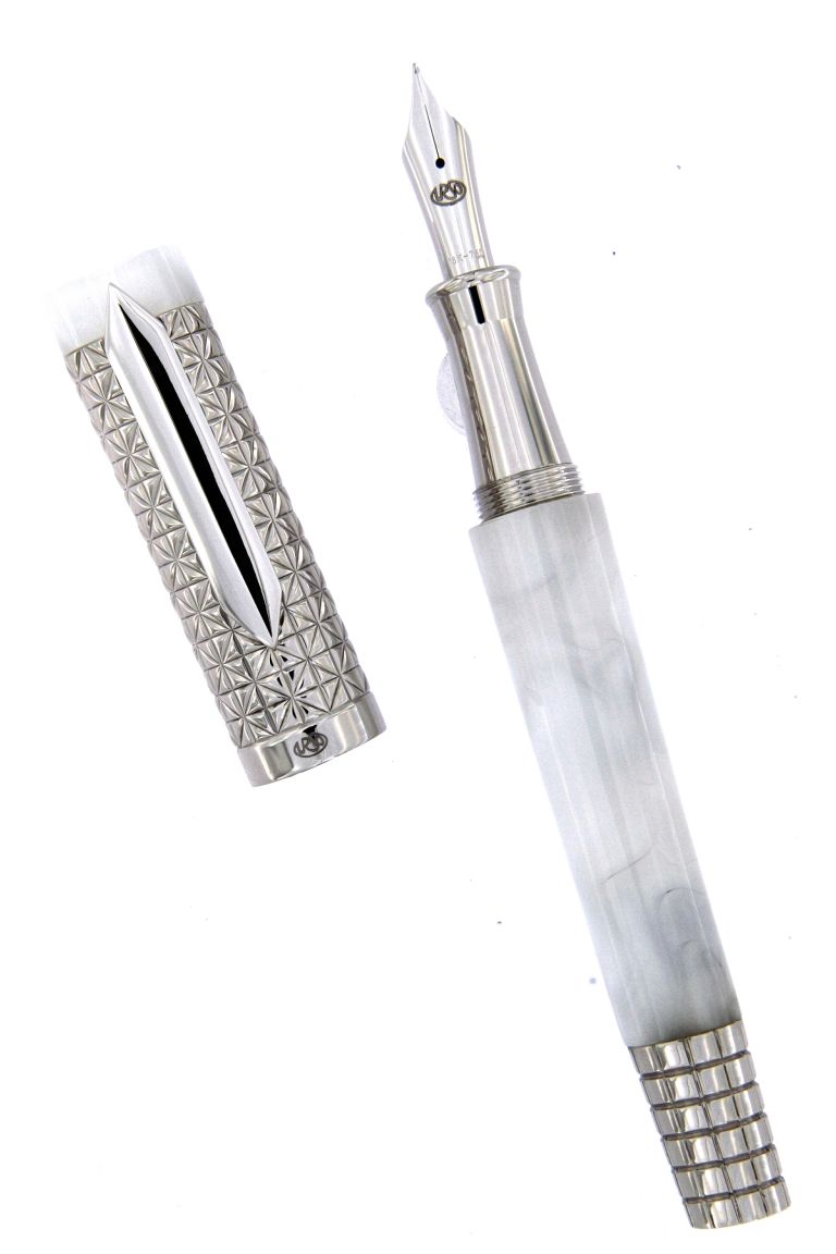 FOUNTAIN PEN  ASCOT STERLING SILVER ANTIOXIDANT AND RESIN MOTHER OF PEARL