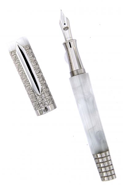FOUNTAIN PEN  ASCOT STERLING SILVER ANTIOXIDANT AND RESIN MOTHER OF PEARL URSO