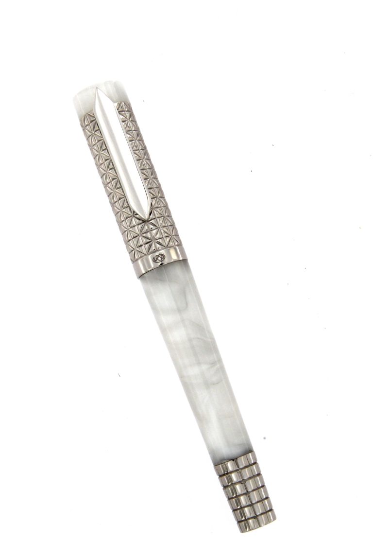 FOUNTAIN PEN  ASCOT STERLING SILVER ANTIOXIDANT AND RESIN MOTHER OF PEARL