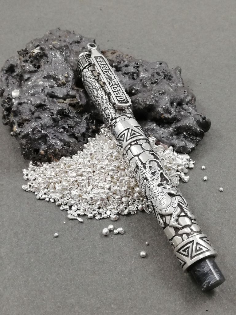 FOUNTAIN PEN QUETZALCOATL (AZTEC CIVILIZATION) SILVER