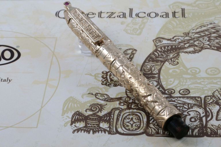 FOUNTAIN PEN QUETZALCOATL (AZTEC CIVILIZATION) BRONZE AND SILVER ANTIOXIDANT