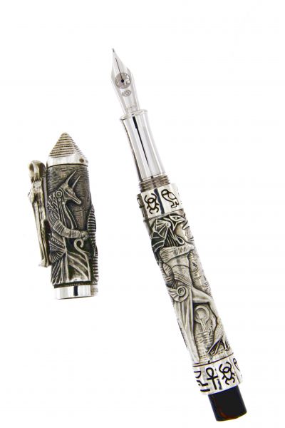 Egyptian Civilization Fountain pen (Anubis - Ra) In Solid Silver 925