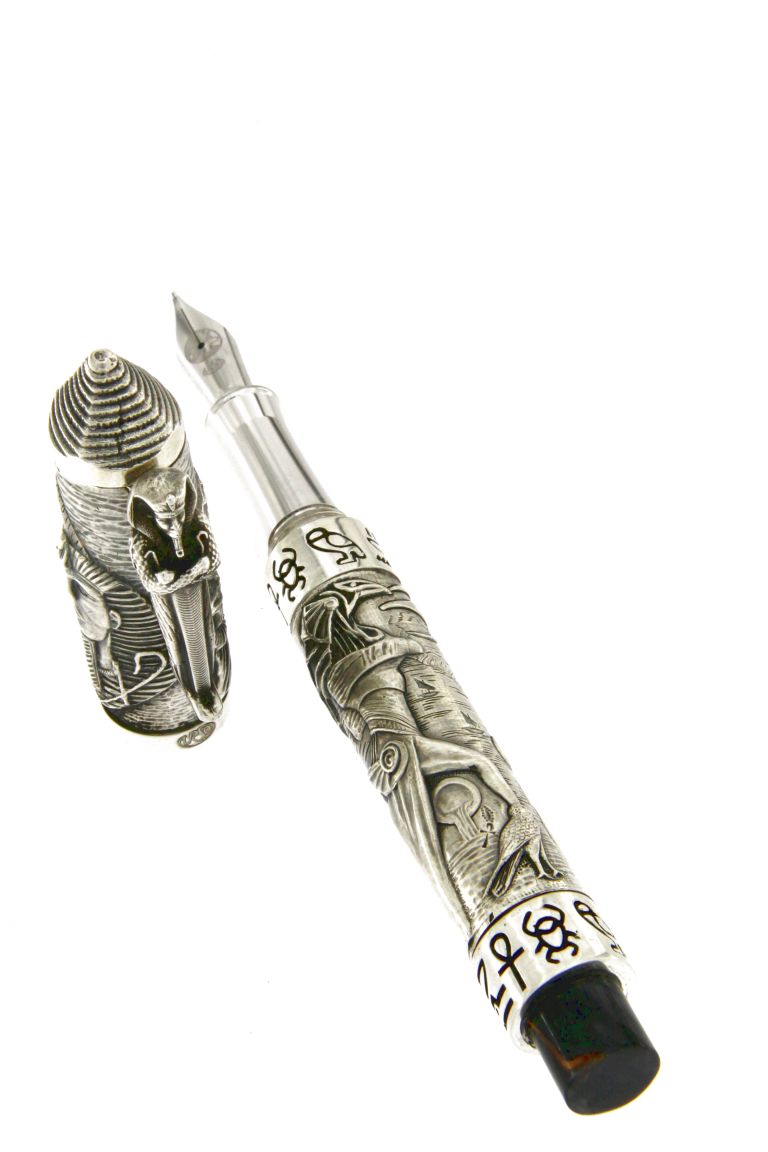 Egyptian Civilization Fountain pen (Anubis - Ra) In Solid Silver 925