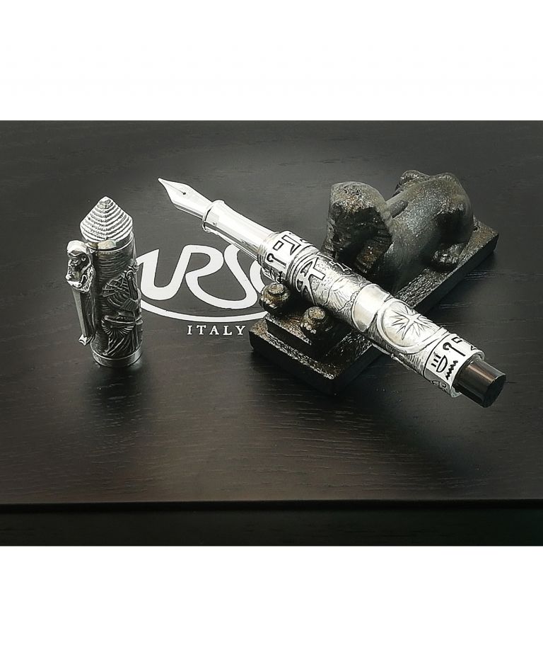 Egyptian Civilization Fountain pen (Anubis - Ra) In Solid Silver 925