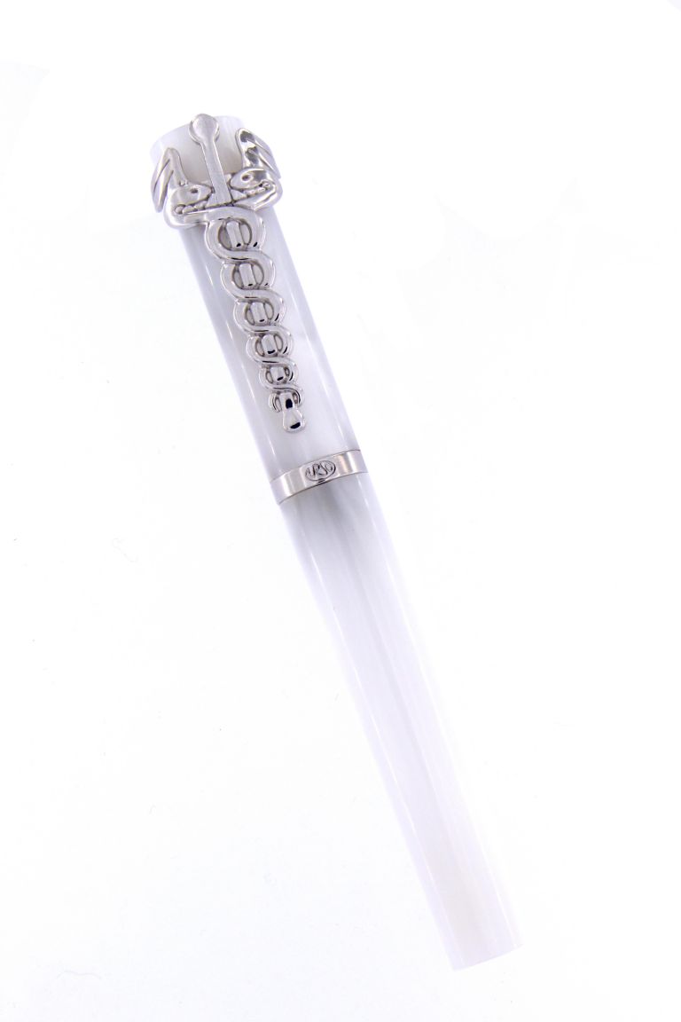 FOUNTAIN PEN CADUCEO IN SILVER 925 AND MOTHER OF PEARL RESIN