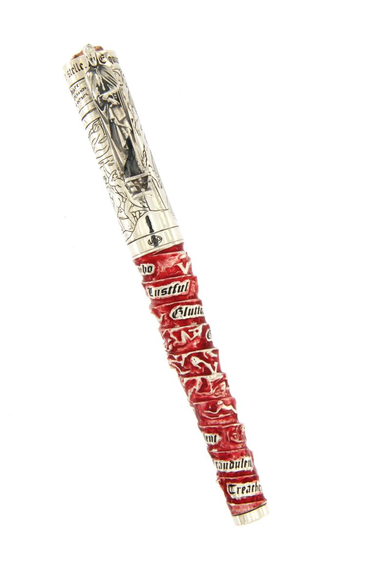 Fountain pen  Dante's Inferno solid silver 925 and enamels