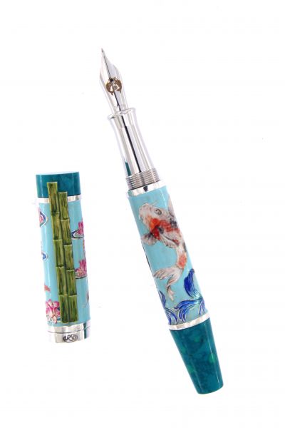 FOUNTAIN PEN KOI SILVER 925 TURQUOISE