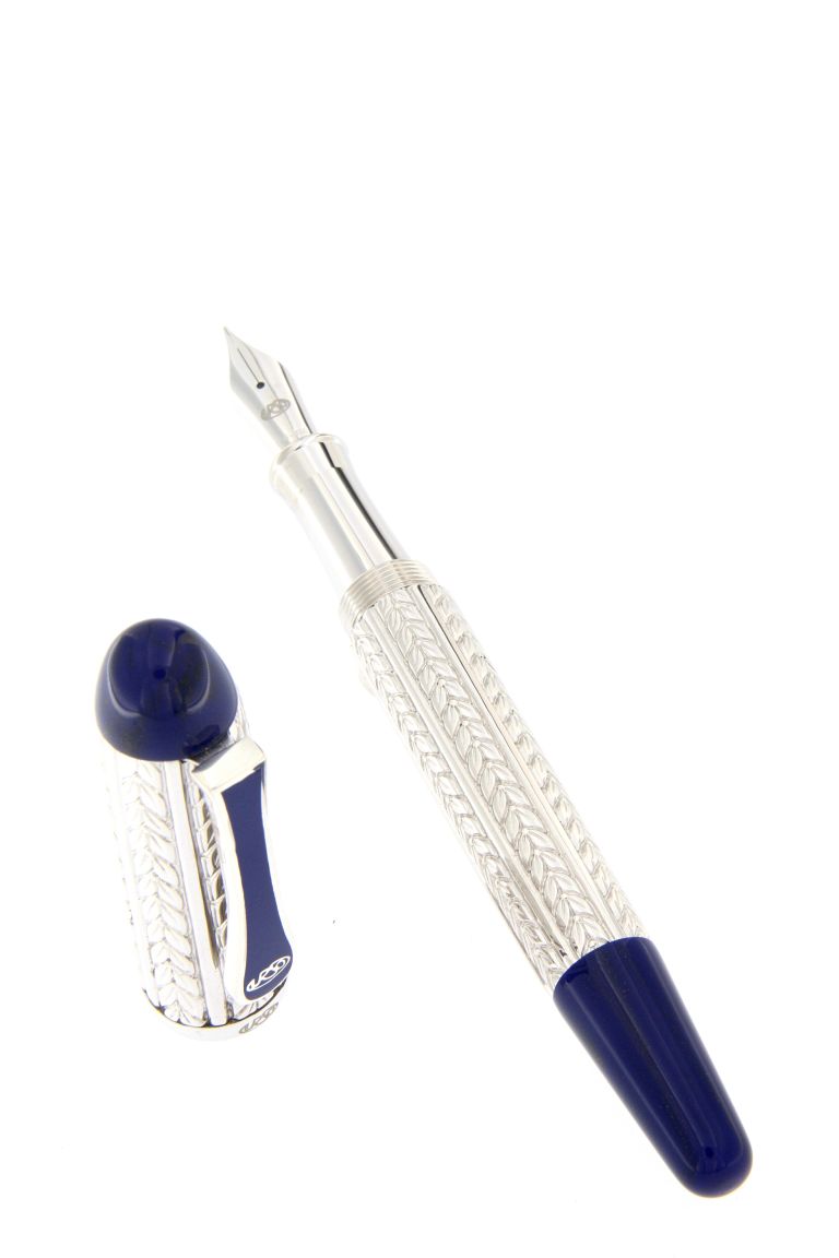 FOUNTAIN PEN PORTOFINO IN STERLING SILVER AND BLU LAPIS LAZULI