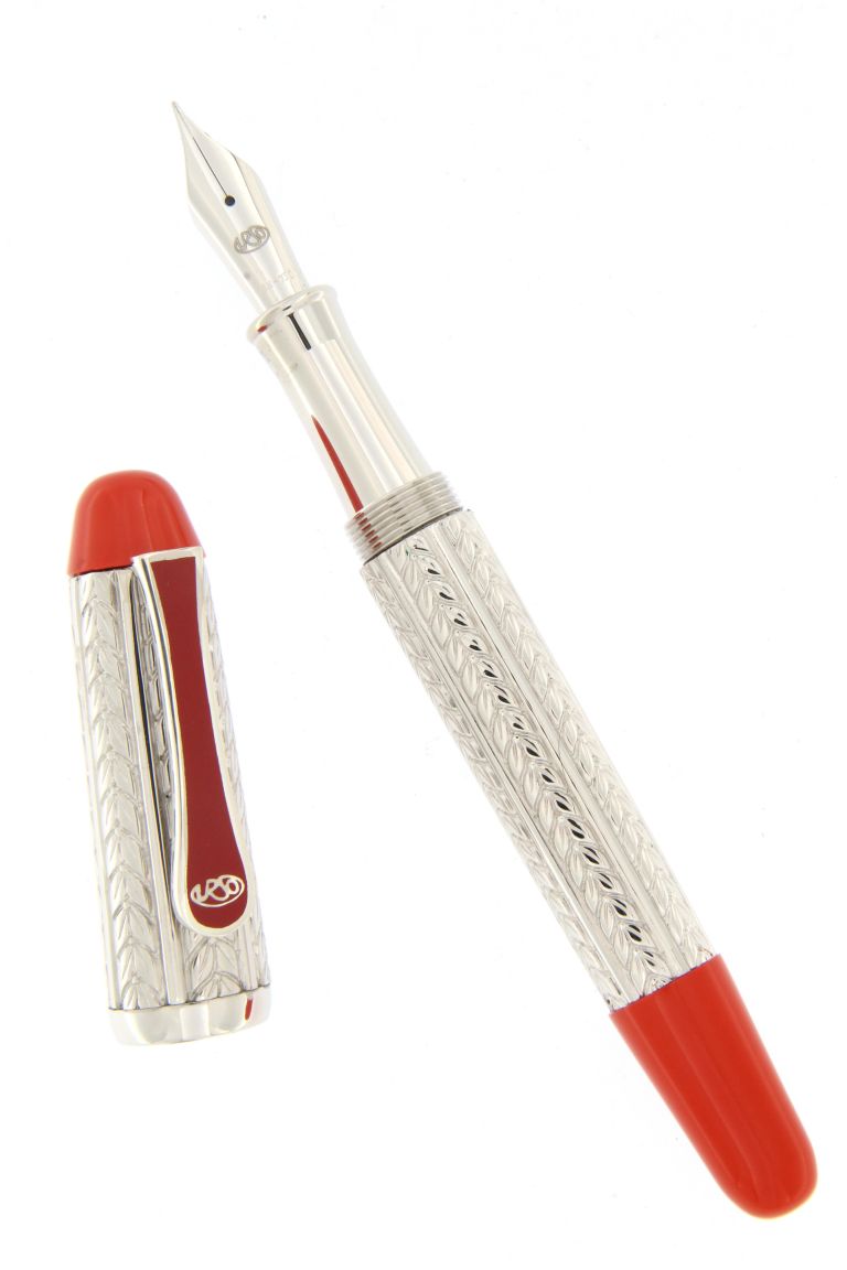 FOUNTAIN PEN PORTOFINO IN STERLING SILVER AND RED CORAL