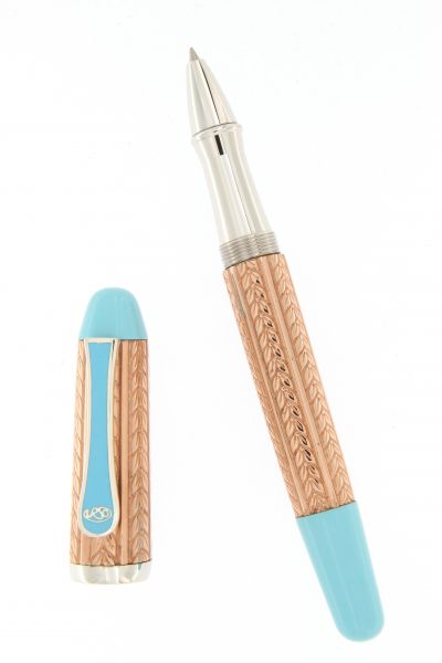 ROLLER BALL  PORTOFINO  IN STERLING SILVER ROSE' GOLD PLATED AND TURQUOISE URSO