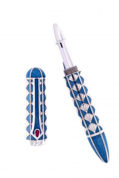 Rollerball Heritage of Beauty in sterling silver and turquaise enamels URSO