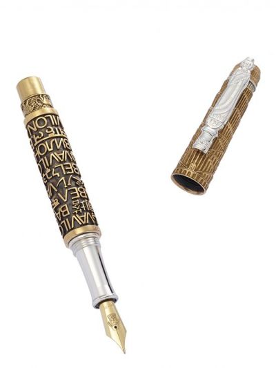 FOUNTAIN PEN BABEL BRONZE AND STERLING SILVER URSO