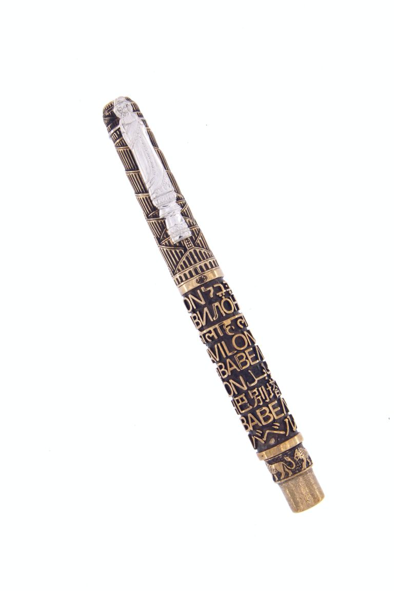 FOUNTAIN PEN BABEL BRONZE AND STERLING SILVER