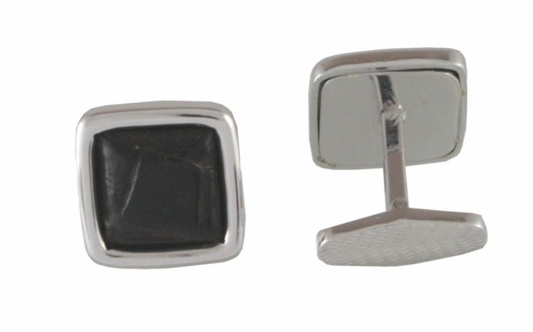 CUFFLINKS CROCOS WHTE SOLID GOLD 18KT