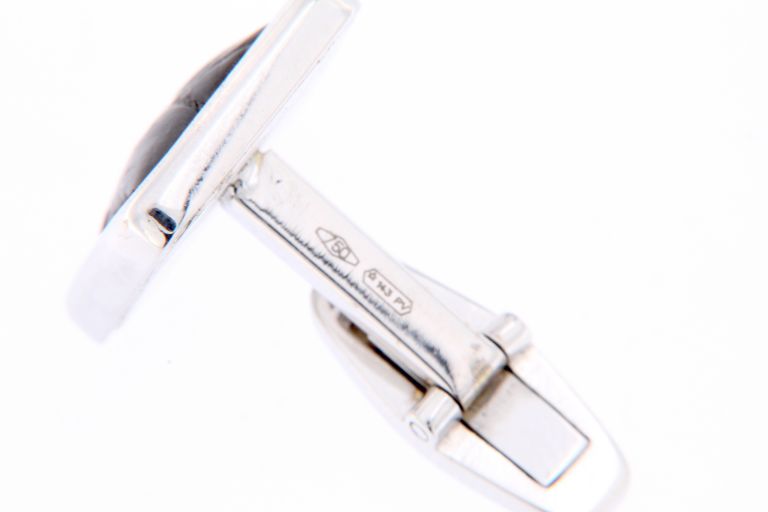 CUFFLINKS CROCOS WHTE SOLID GOLD 18KT