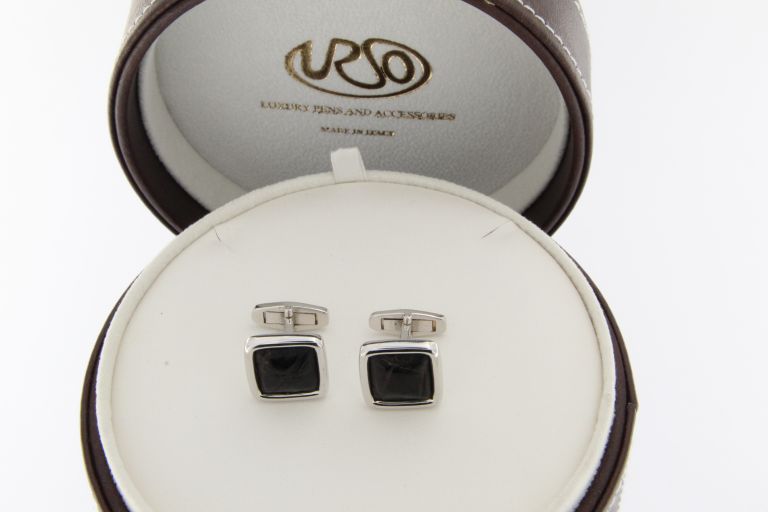 CUFFLINKS CROCOS WHTE SOLID GOLD 18KT