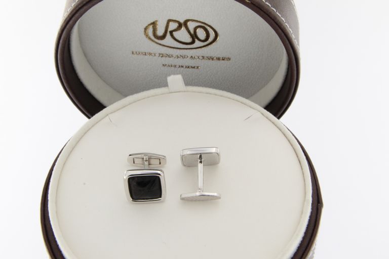 CUFFLINKS CROCOS WHTE SOLID GOLD 18KT