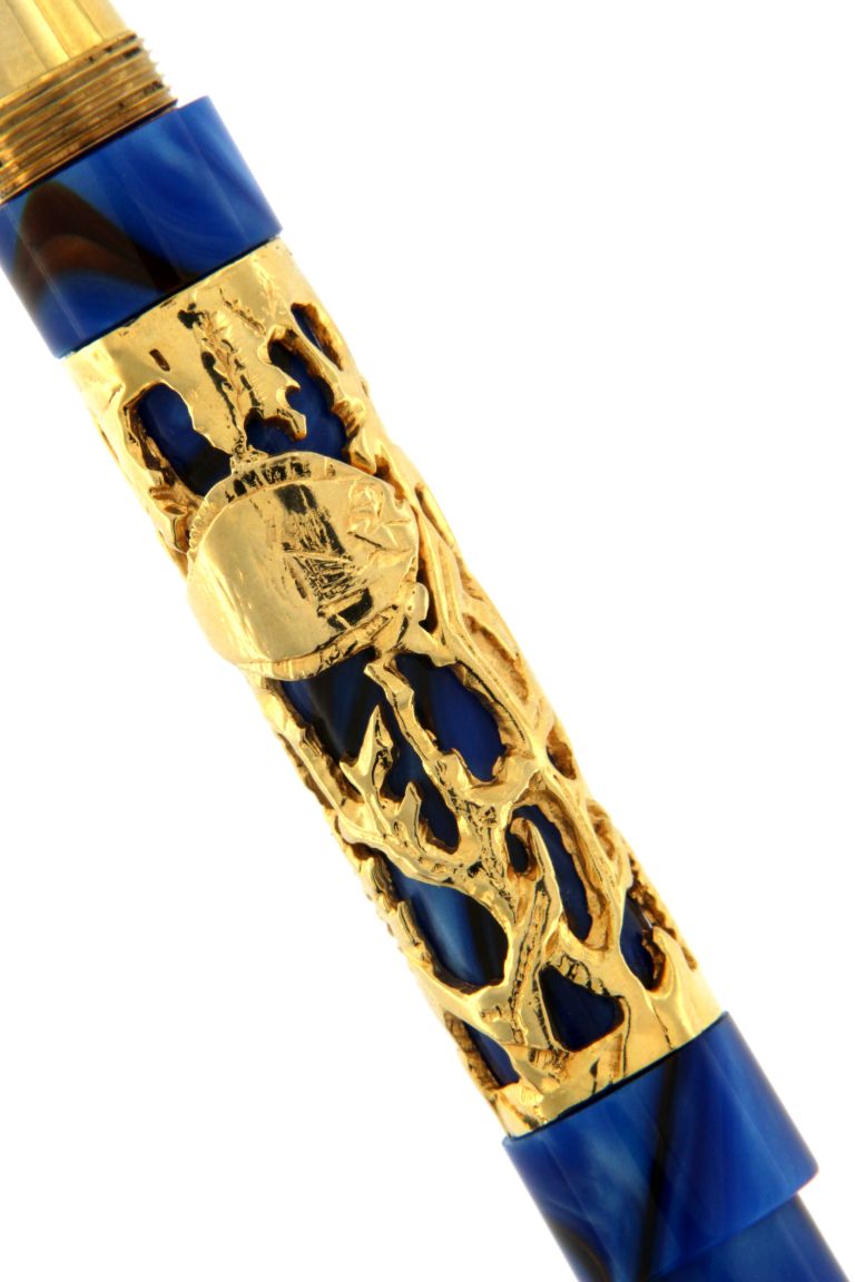 FOUNTAIN PEN HIPPOCAMPUS IN SILVER VERMEIL AND ENAMELS