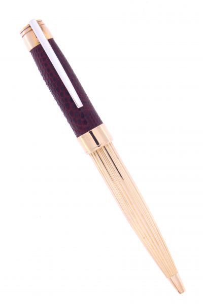 PENS IN ROSE' SOLID GOLD 18 KT AND LEATHER PITON URSO